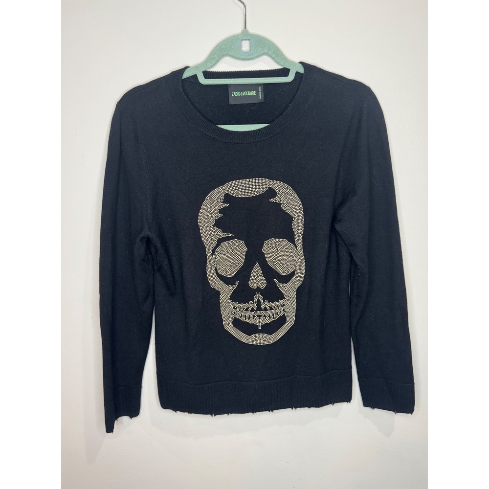 Zadig‎ & Voltaire Miss Bis Embellished Cashmere Sweater Black sz M